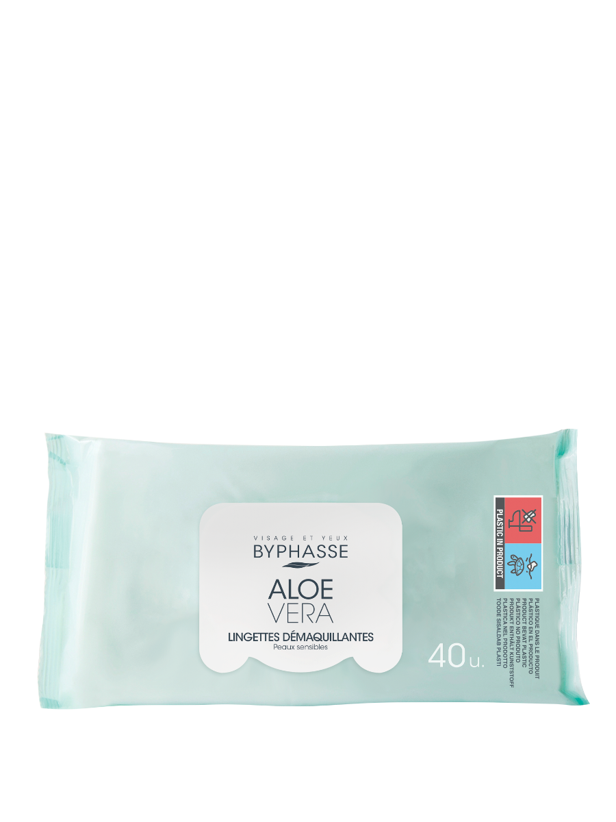 Servetele demachiante cu Aloe Vera pentru ten sensibil, 40 bucati, Byphasse