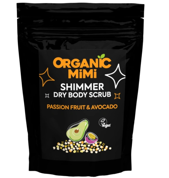 Scrub de corp stralucitor cu fructul pasiunii si avocado, 150g, Organic Mimi
