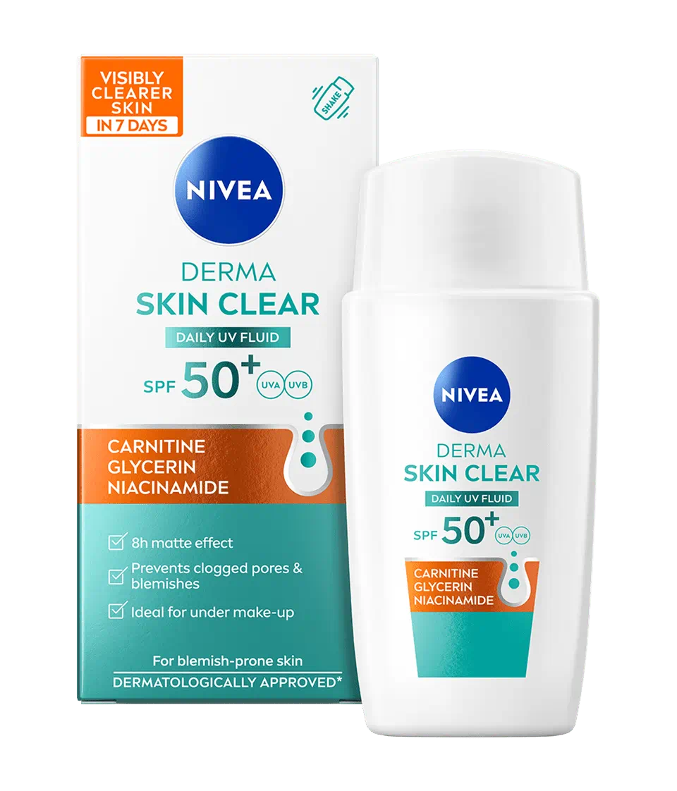Fluid de zi hidratant Derma Skin Clear cu SPF 50+, 40ml, Nivea
