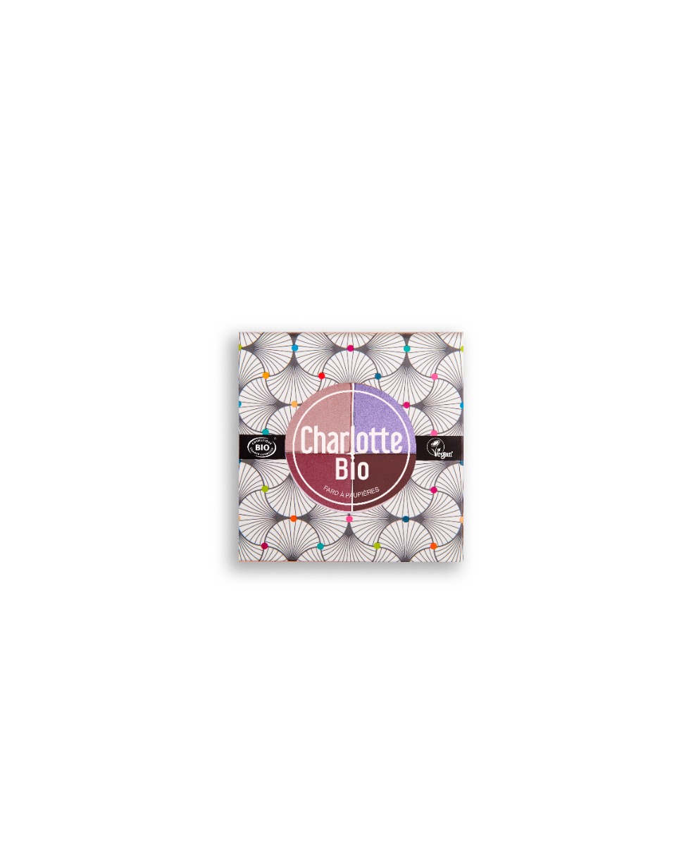 Fard bio pentru pleoape paleta in 4 culori cu Acid Hialuronic si Castravete Luxury, 5.6g, Charlotte Bio