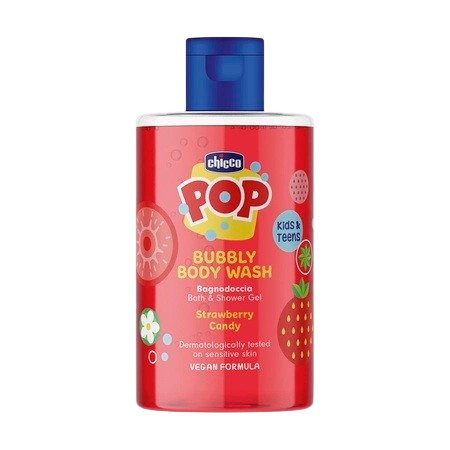 Gel de dus spumant cu aroma de bomboane cu capsuni POP, 300ml, Chicco
