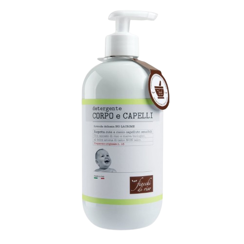 Gel de curatare pentru corp si par cu extract de orez si nalba bio 0 luni+, 400ml, Fiocchi di Riso