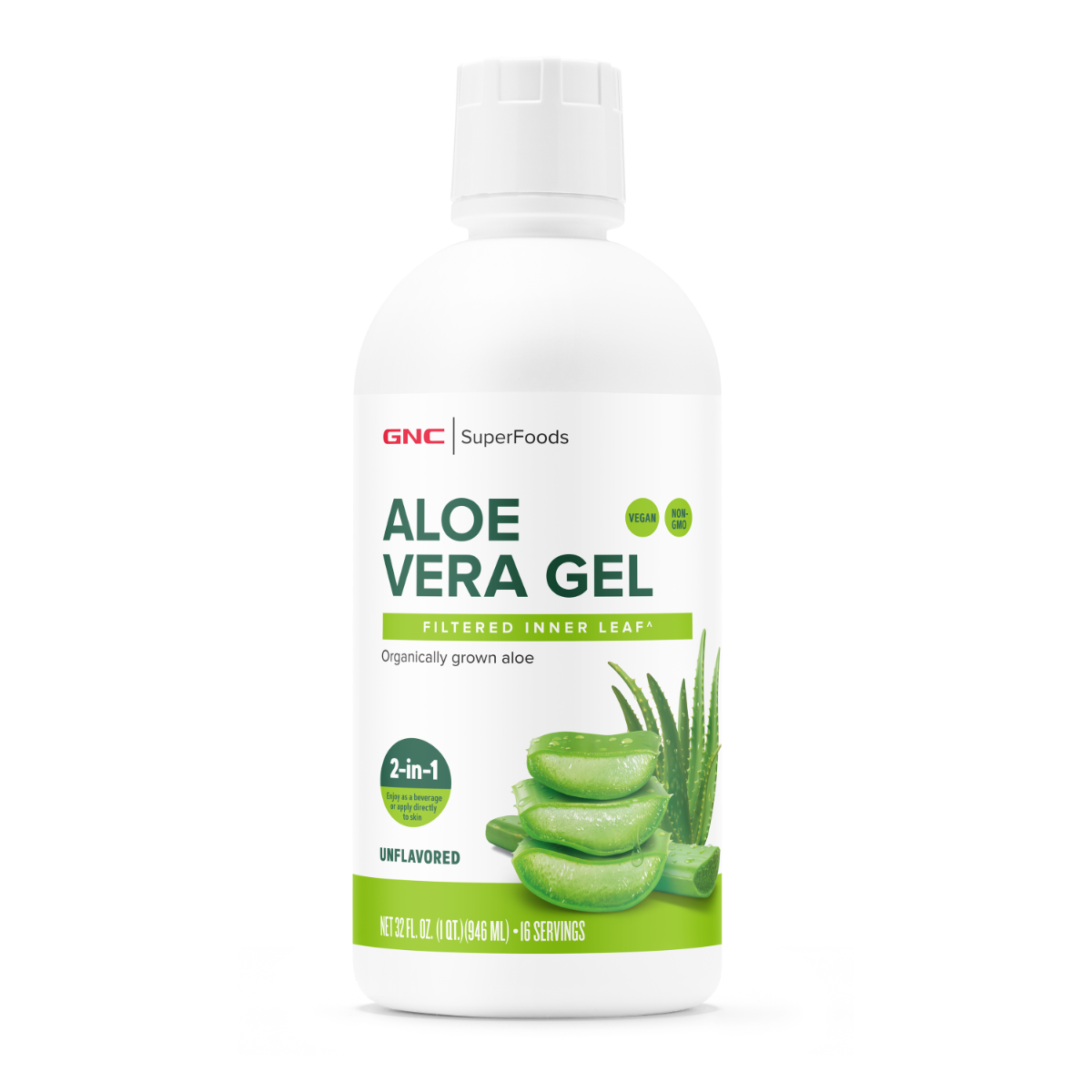 Aloe Vera Gel organic pentru digestie detoxifiere si imunitate SuperFoods, 946ml, GNC