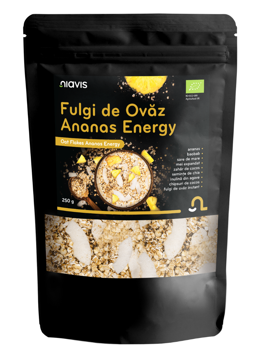 Fulgi de ovaz Ananas Energy Ecologici, 250g, Niavis