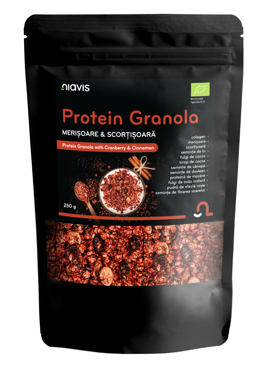Granola proteica cu merisoare si scortisoara, 250g, Niavis