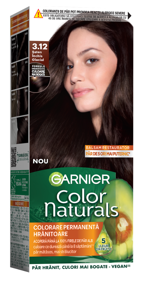 Vopsea de par permanenta Color Naturals 3.12 Saten Inchis Glacial, 112ml, Garnier