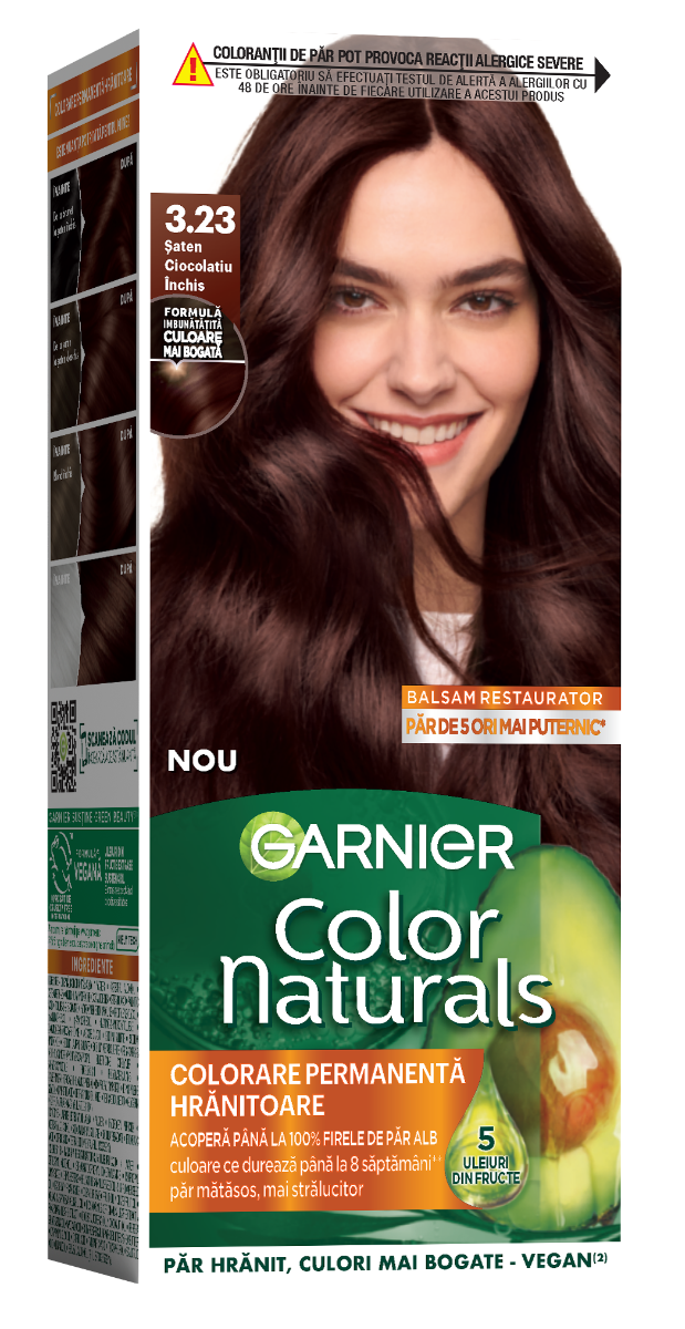 Vopsea de par permanenta Color Naturals 3.23 Saten Ciocolatiu Inchis, 112ml, Garnier