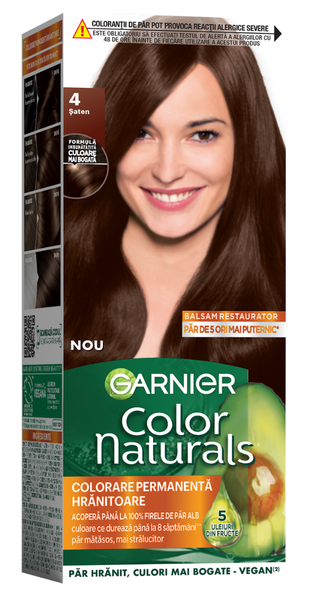 Vopsea de par permanenta Color Naturals 4 Saten, 112ml, Garnier