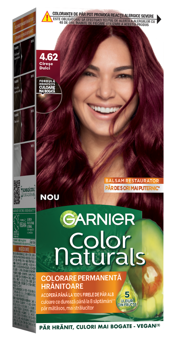 Vopsea de par permanenta Color Naturals 4.62 Cirese Dulci, 112ml, Garnier