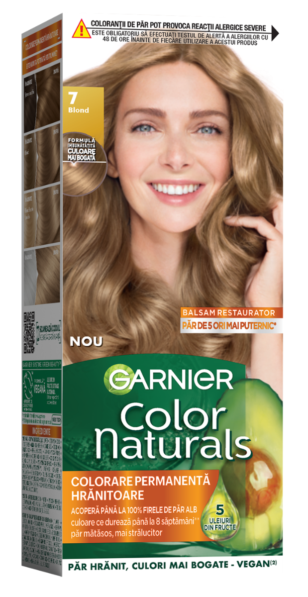 Vopsea de par permanenta Color Naturals 7 Blond, 112ml, Garnier