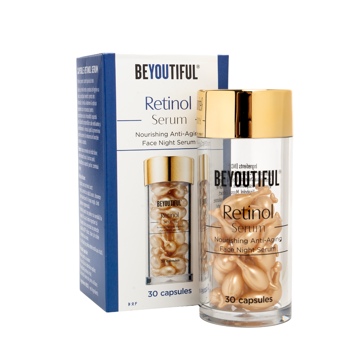 Ser pentru fata cu retinol, 30 capsule, Beyoutiful