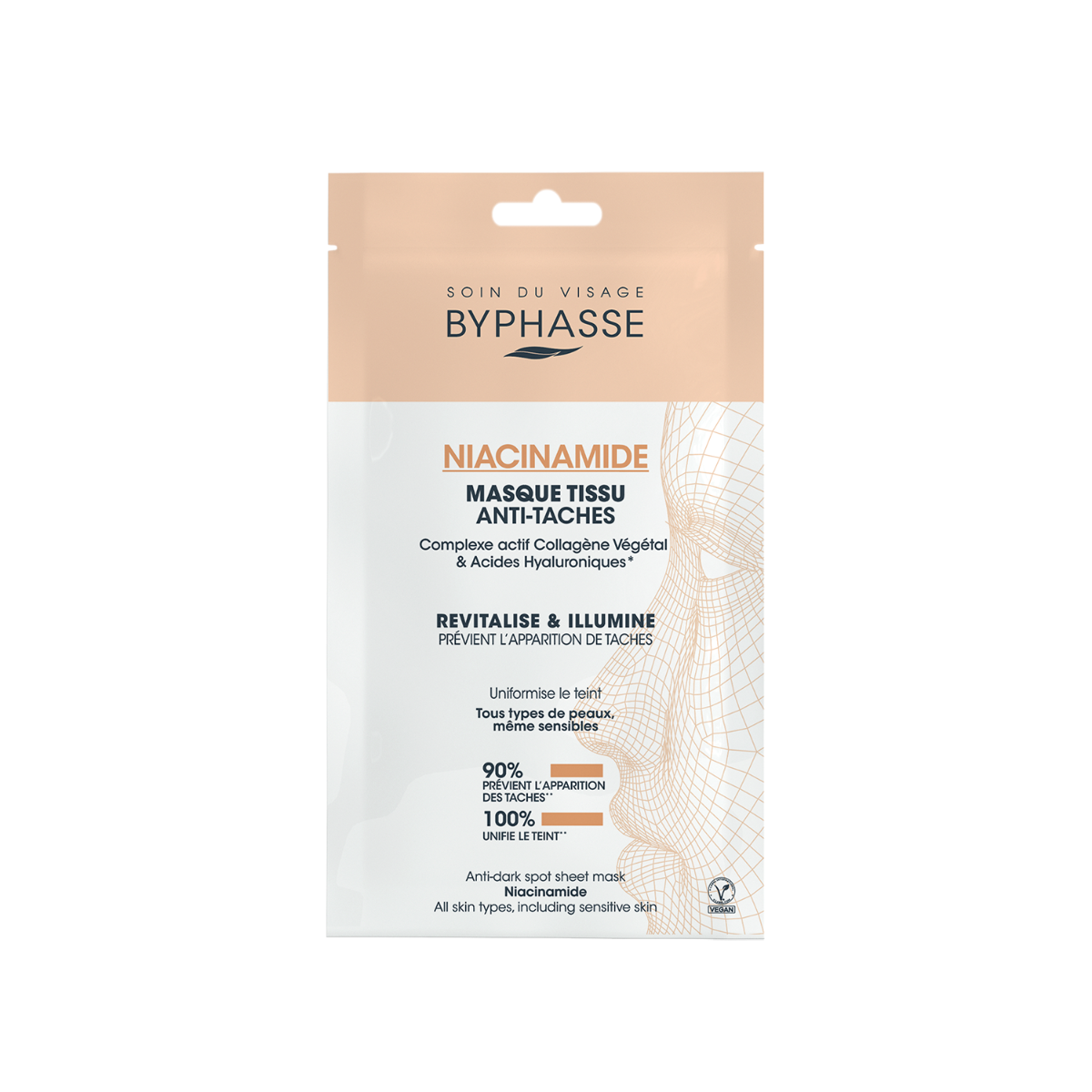 Masca servetel pentru petele pigmentare cu niacinamide, 18ml, Byphasse