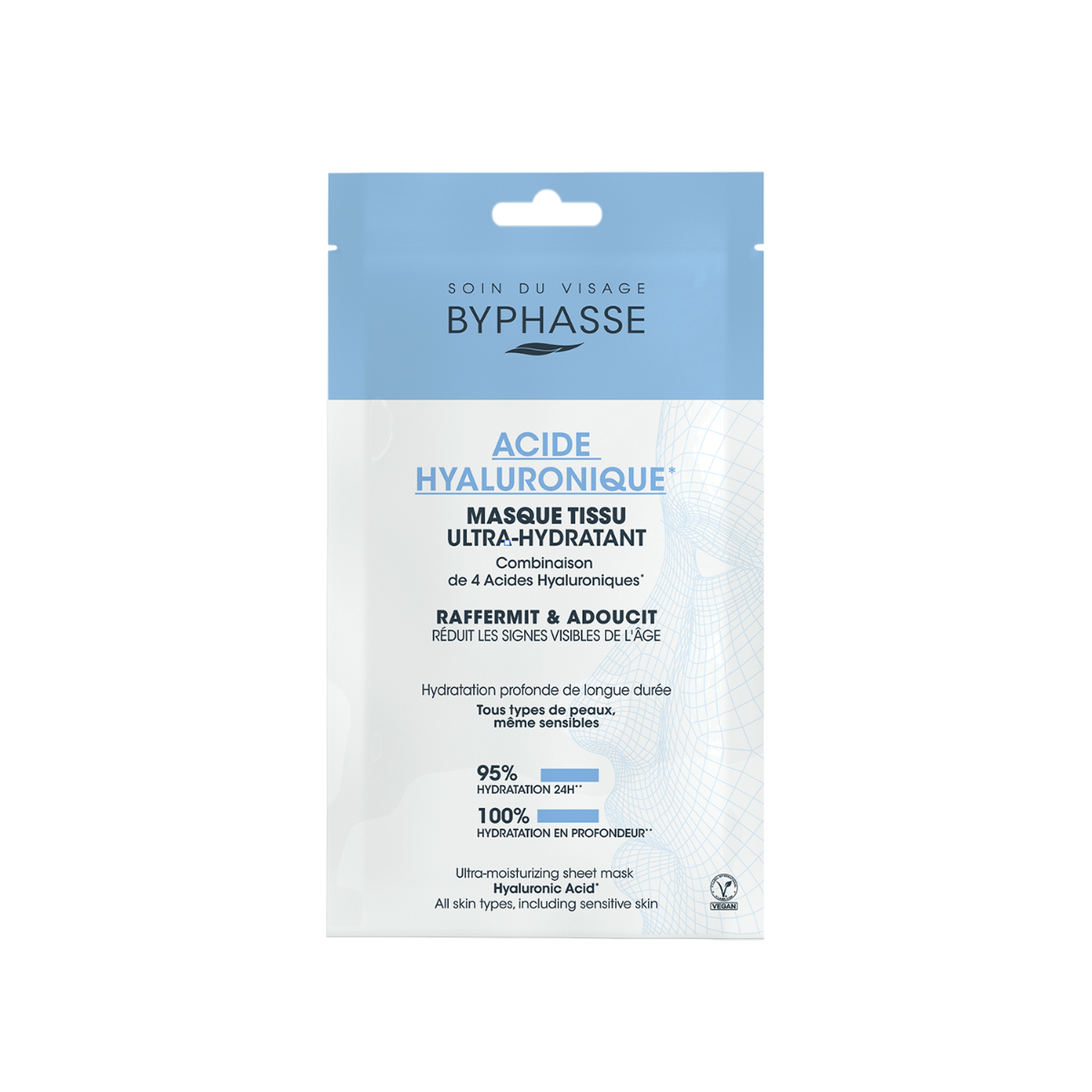Masca servetel ultra hidratanta cu acid hialuronic, 18ml, Byphasse