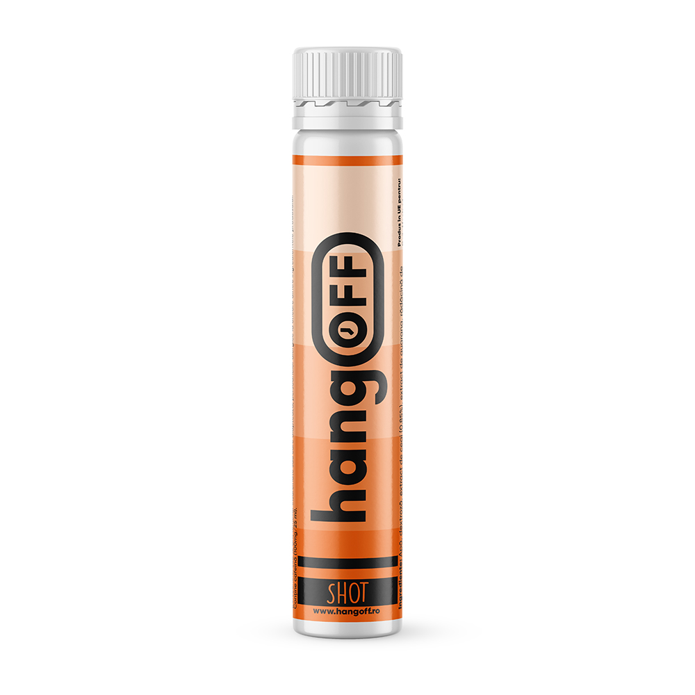 Shot cu vitamine electroliti cafeina si extracte din plante naturale, 25ml, HangOff