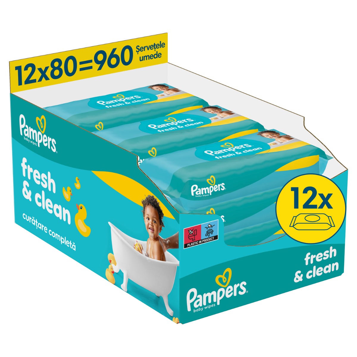 Servetele umede Fresh Clean, 960 bucati, Pampers