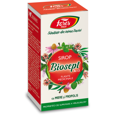 Sirop Biosept sirop A13 plante medicinale cu miere si propolis, 100ml, Fares