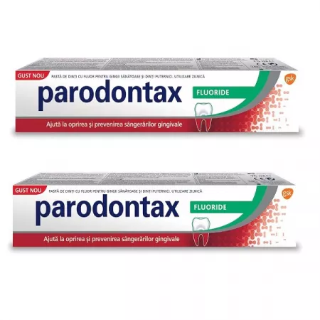Pachet Pasta de dinti Fluoride 1 + 50% reducere la al doilea produs, 2 x 75 capsule, Parodontax