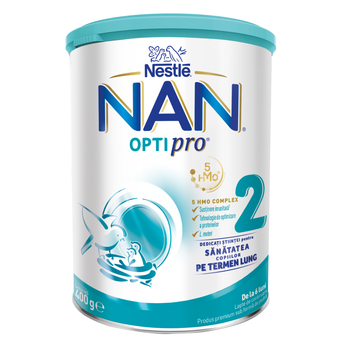 Lapte praf de continuare pentru bebelusi NAN Optipro 2 de la 6 luni, 400g, Nestle