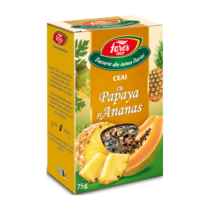 Ceai cu papaya si ananas, 75g, Fares
