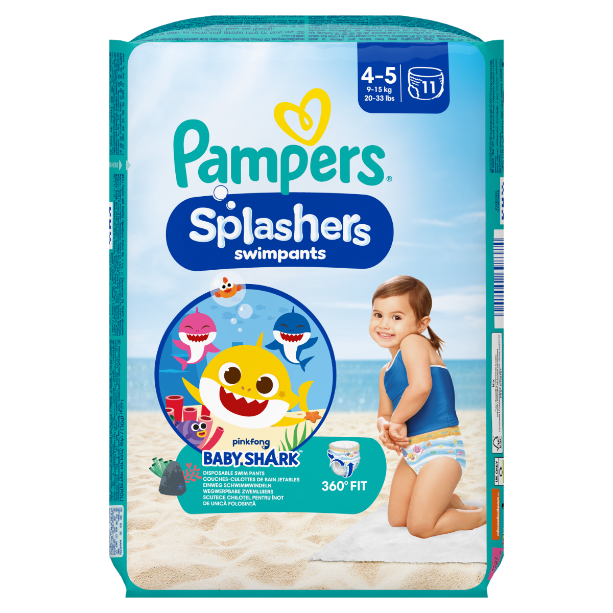 Scutece chilotel pentru apa Marimea 4-5 9-15kg, 11 bucati, Pampers